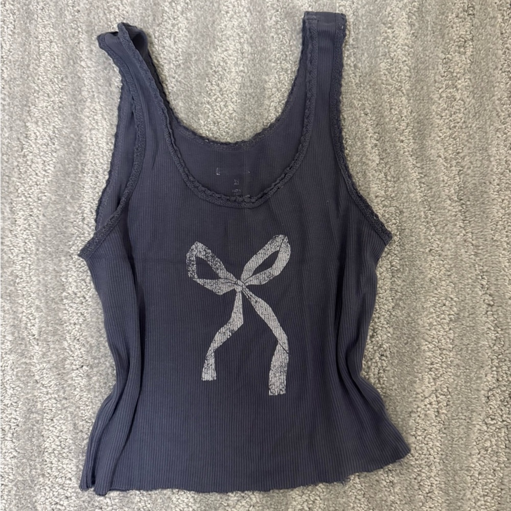 Women's Navy Tank Top with Bow Design